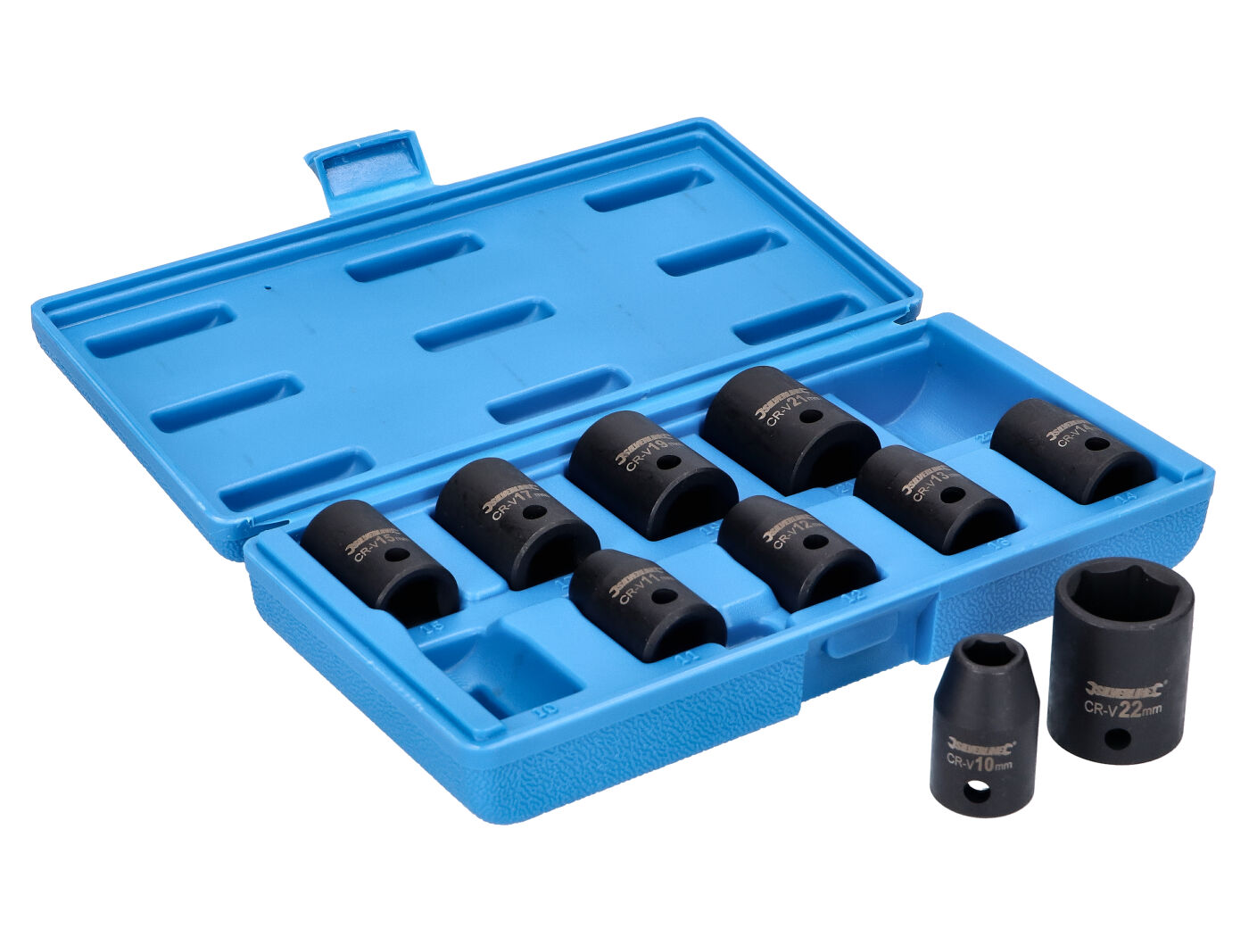 Silverline Sada adaptérů na nástrčné klíče pro rázový utahovák 10ks, 1/2" 10-22mm, krátké 43444