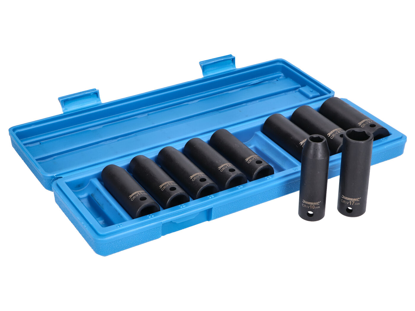 Silverline Sada adaptérů na nástrčné klíče pro rázový utahovák 10ks, 1/2" 10-22mm, dlouhé 43445