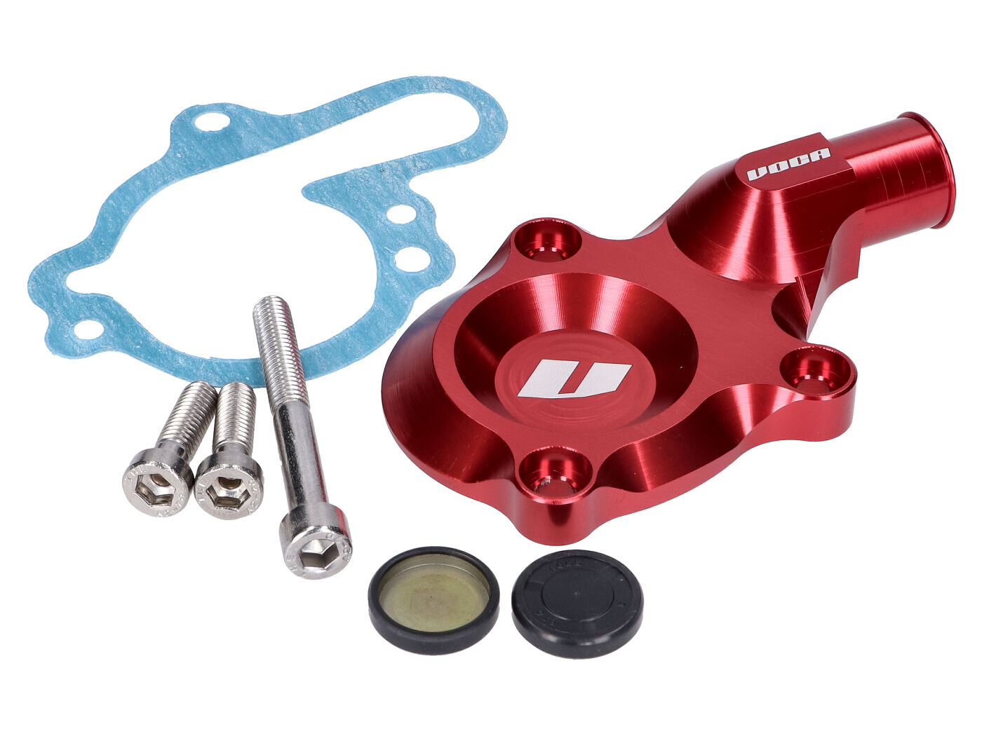 Voca Racing Dekl vodní pumpy VOCA CNC červená, Minarelli AM6, Generic, KSR-Moto, Keeway, Motobi, Ride, CPI, 1E40MA, 1E40MB VCR-RD09.AM6/RE
