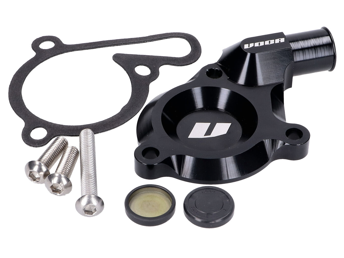 Voca Racing Dekl vodní pumpy VOCA CNC černá, Derbi D50B VCR-RD09.DERB/BK