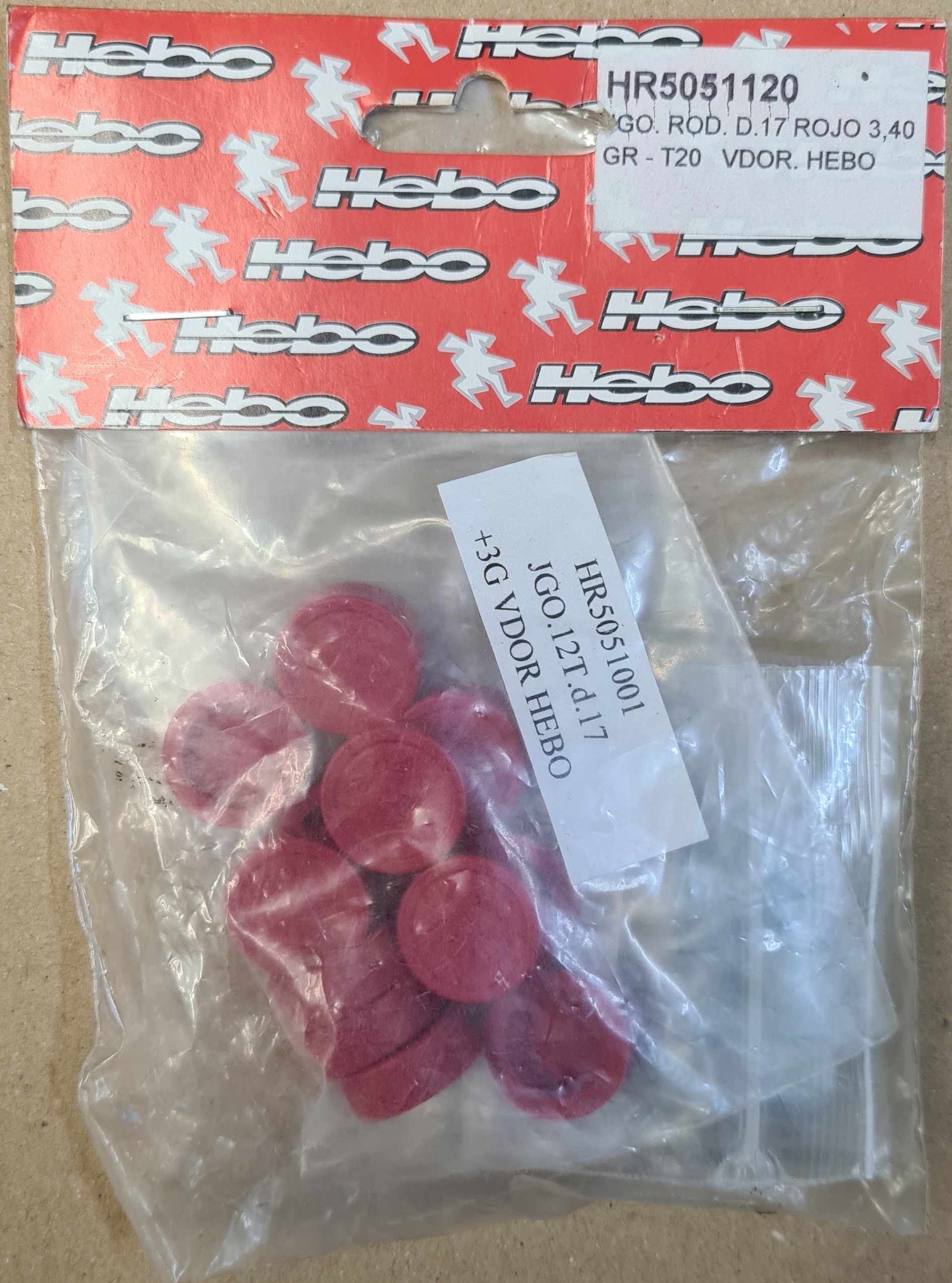 Válečky variátoru Hebo 17x12, 3,40g, 6 kusů HR5051120