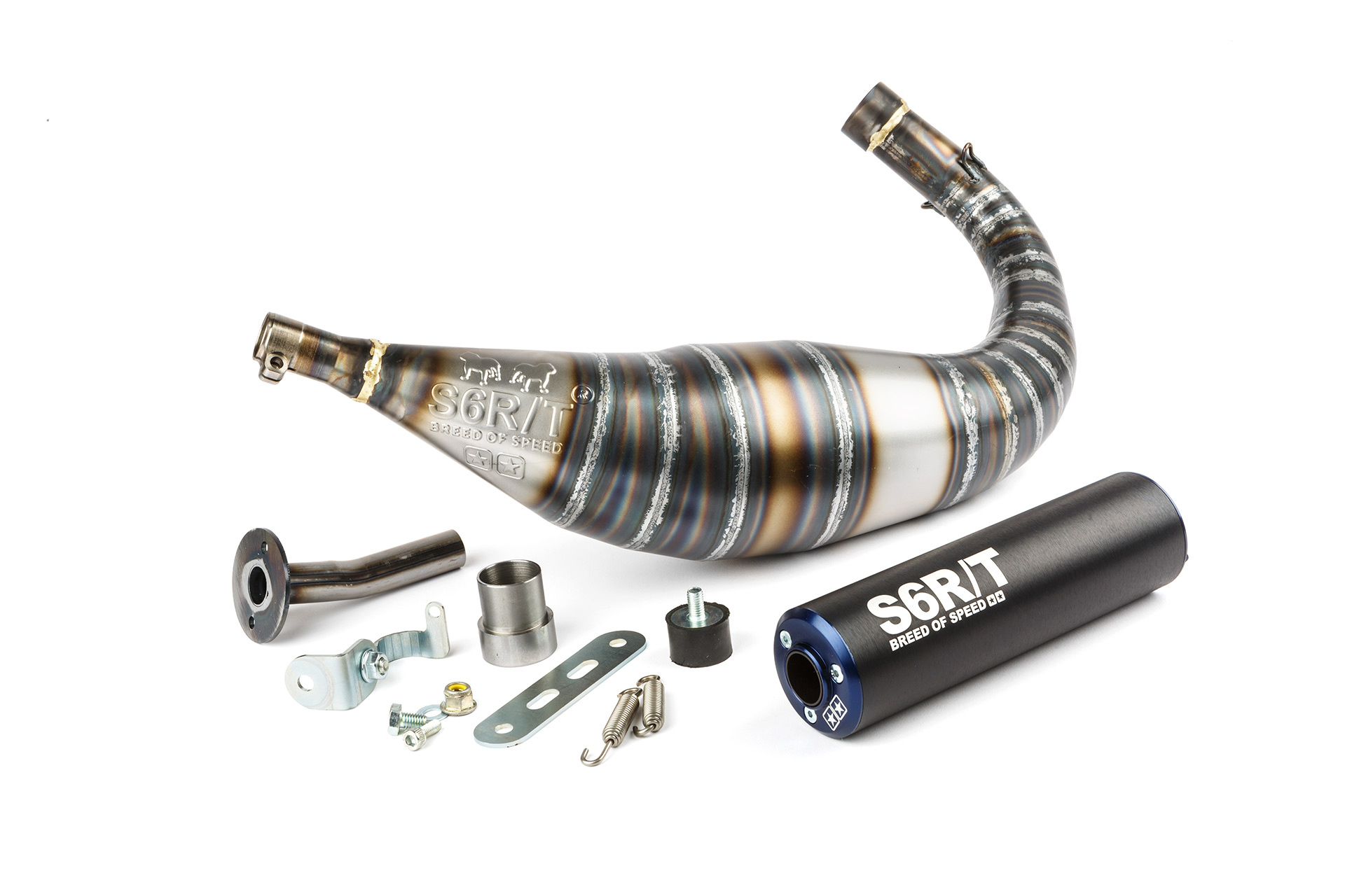 Výfuk Stage6 R/T 90 - 100ccm CNC modro - černý Minarelli AM6
