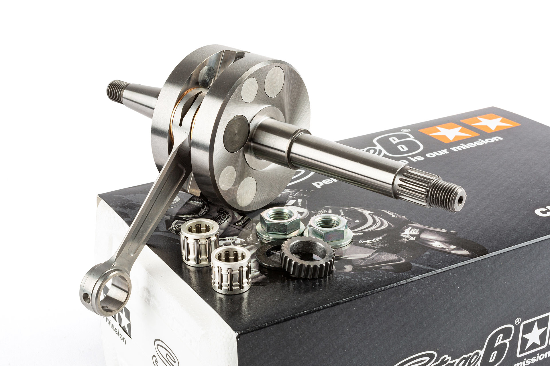 Klikový hřídel Stage6 R/T, zdvih 44mm, ojnice 85mm, Piaggio / Gilera / Aprilia / Derbi / Vespa 50ccm