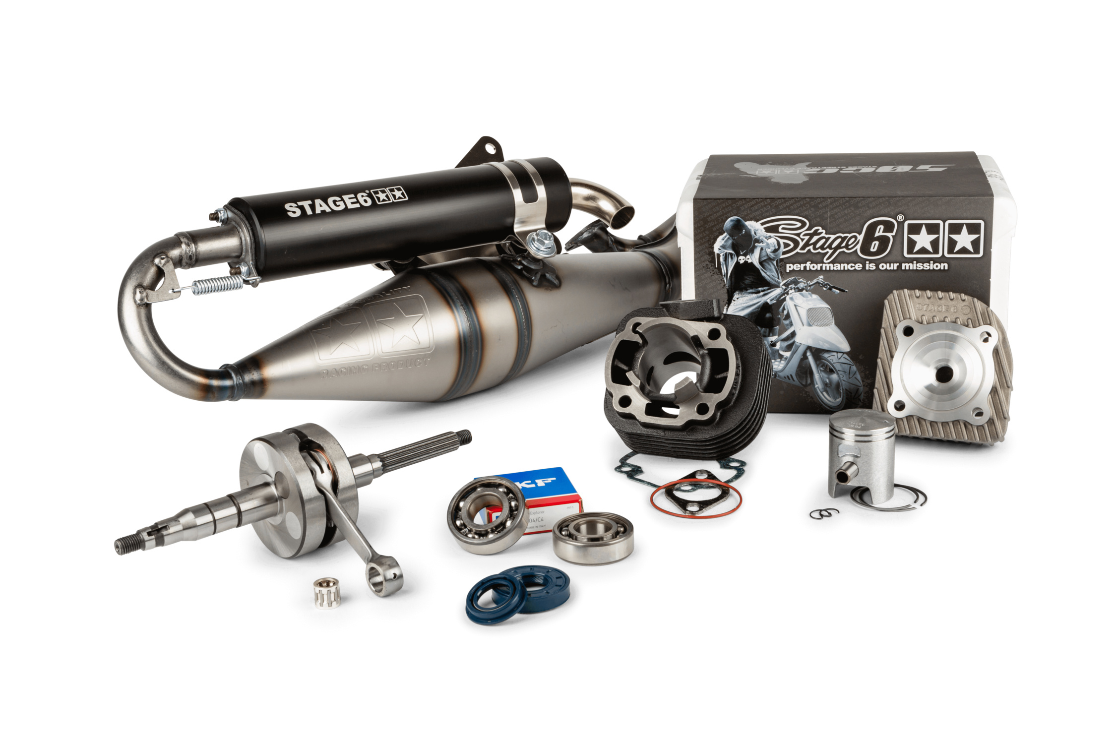 Tuning Kit válec + klikový hřídel + výfuk Stage6 50ccm Streetrace Minarelli horizontal AC / China 2T