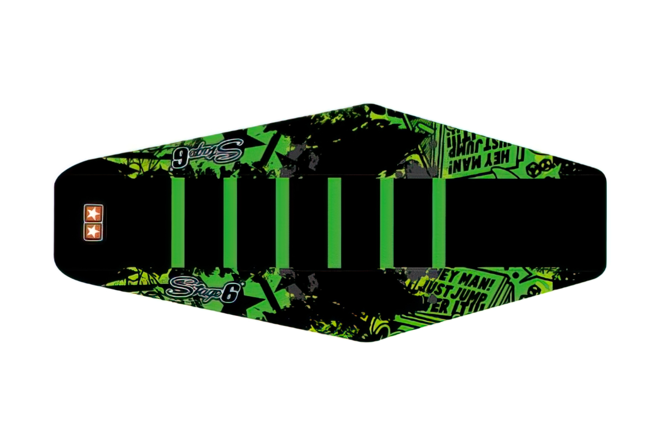 Potah sedla Stage6 (plný) černo - zelený Derbi Senda 2005 - 2010