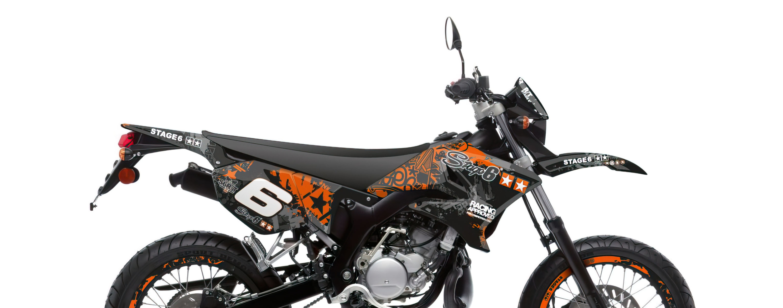 Sada polepů Stage6 Yamaha DT50 / MBK X-Limit oranžovo - černá