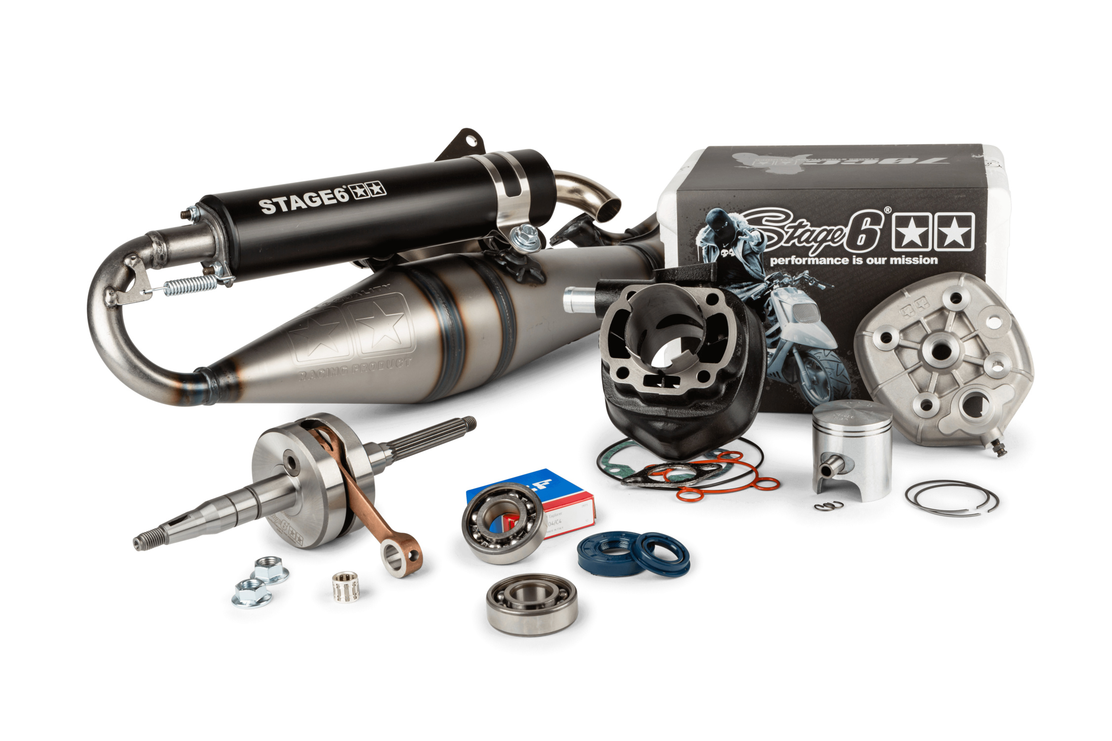 Tuning Kit válec + klikový hřídel + výfuk Stage6 50ccm Streetrace Minarelli horizontal LC