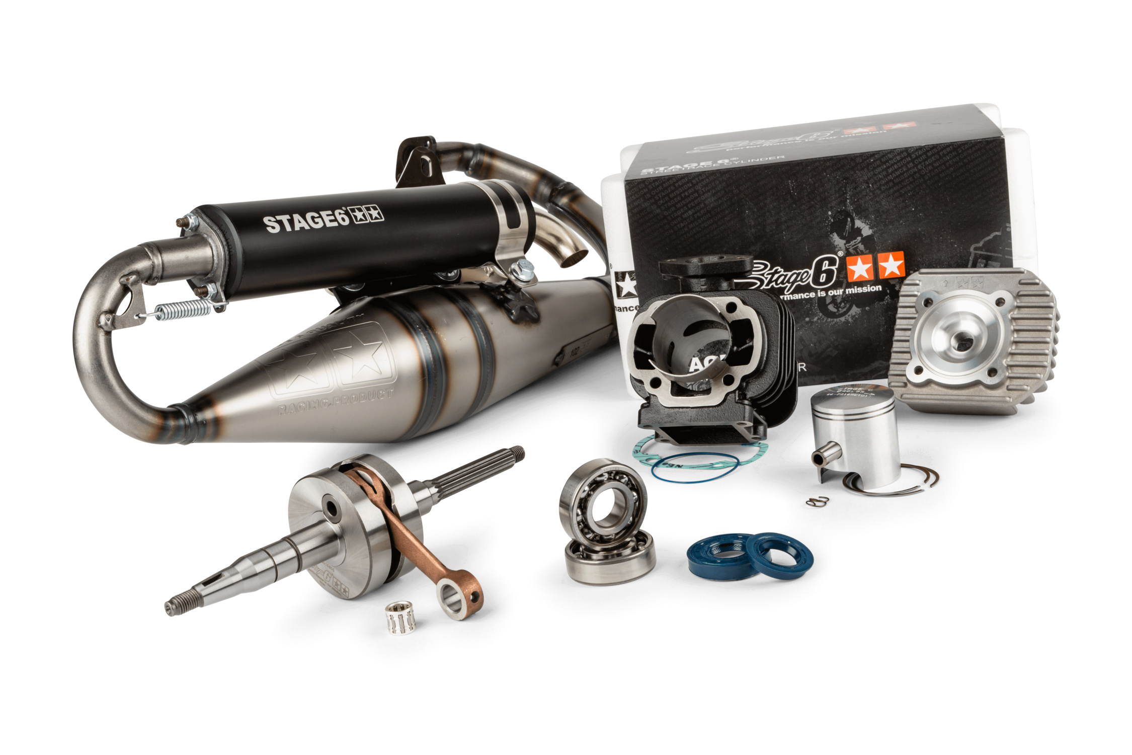 Tuning Kit válec + klikový hřídel + výfuk Stage6 50ccm Streetrace Minarelli vertical