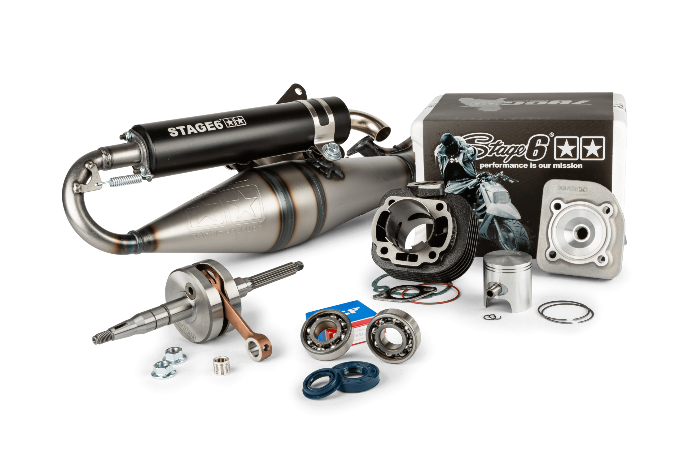 Tuning Kit válec + klikový hřídel + výfuk Stage6 70ccm Streetrace Minarelli horizontal AC