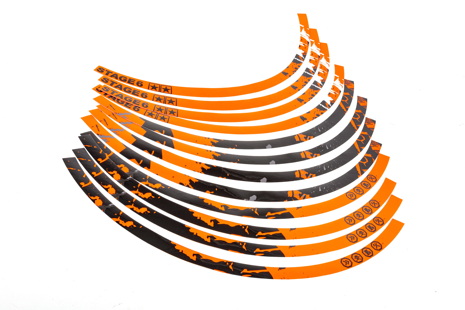 Levně Samolepky na ráfky 17" Stage6 oranžovo - černá