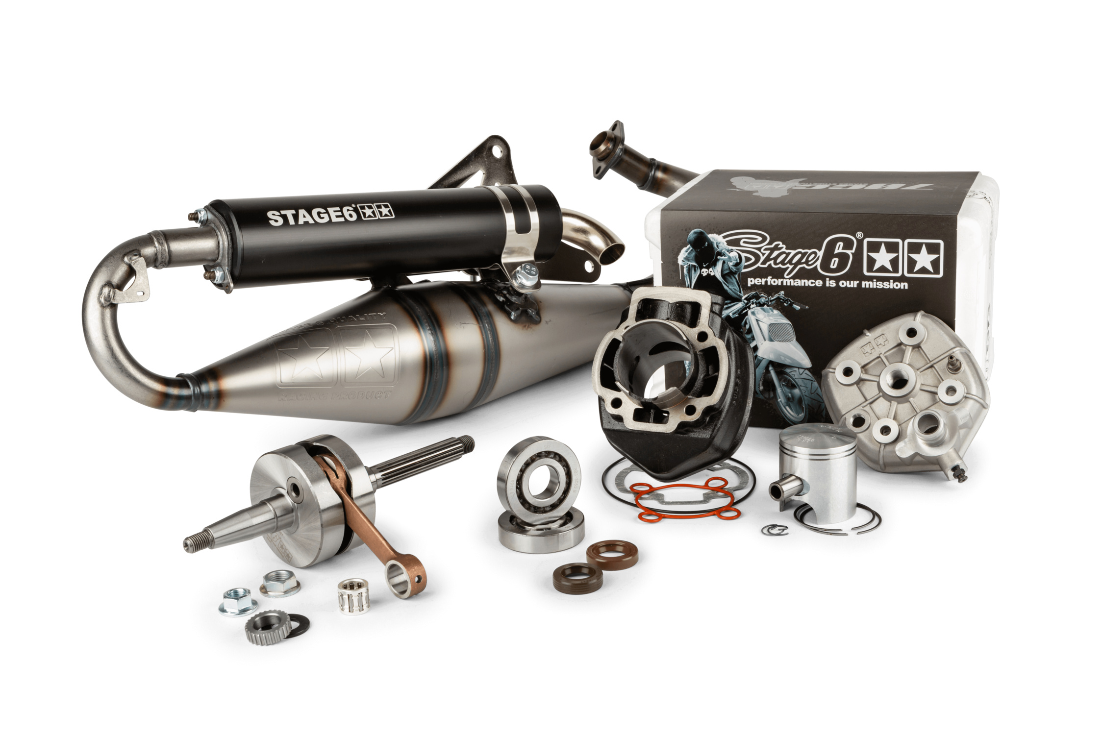 Tuning Kit válec + klikový hřídel + výfuk Stage6 70ccm Streetrace Piaggio LC