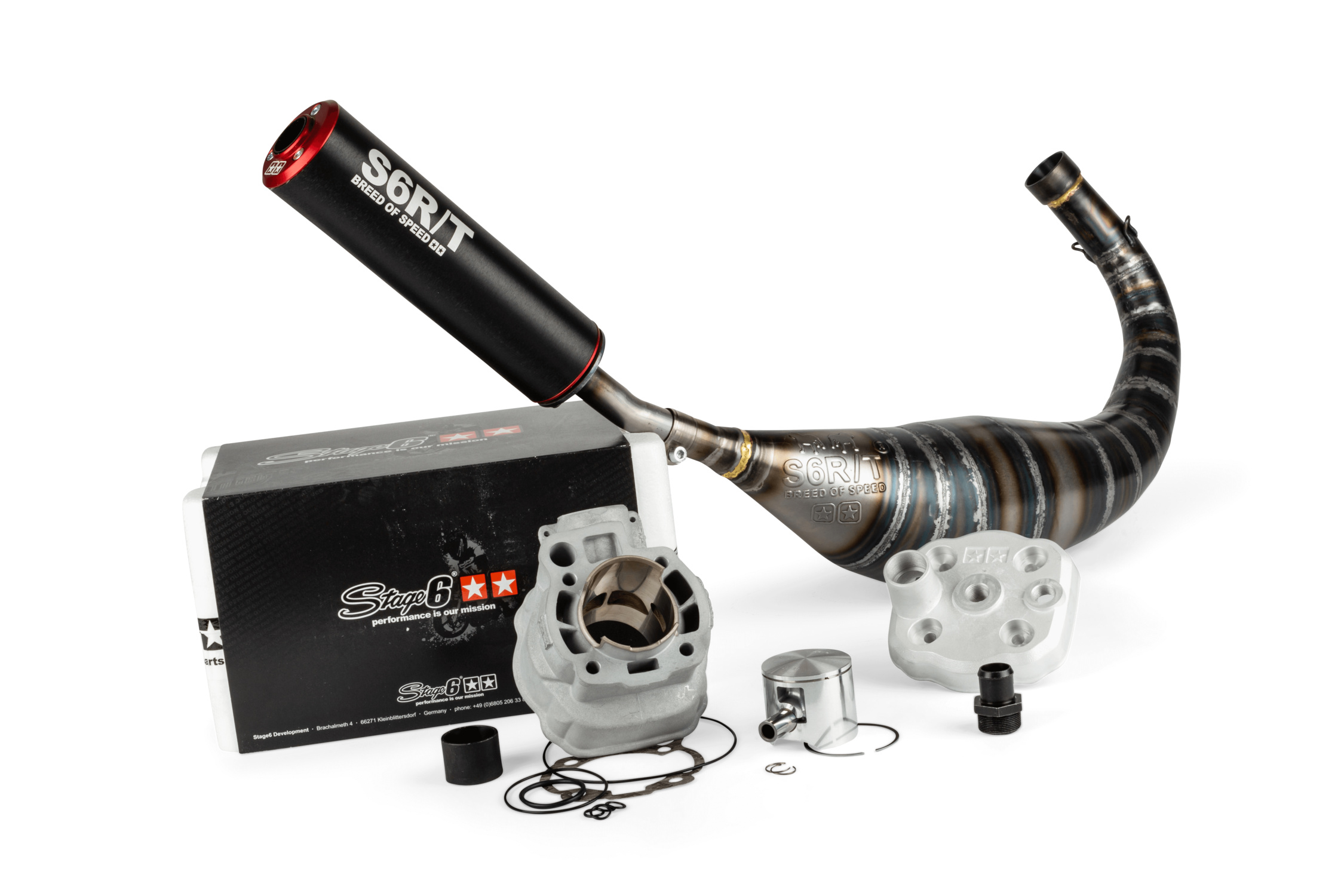 Tuning Kit válec + výfuk 77ccm Stage6 BigRacing Minarelli AM6 červený