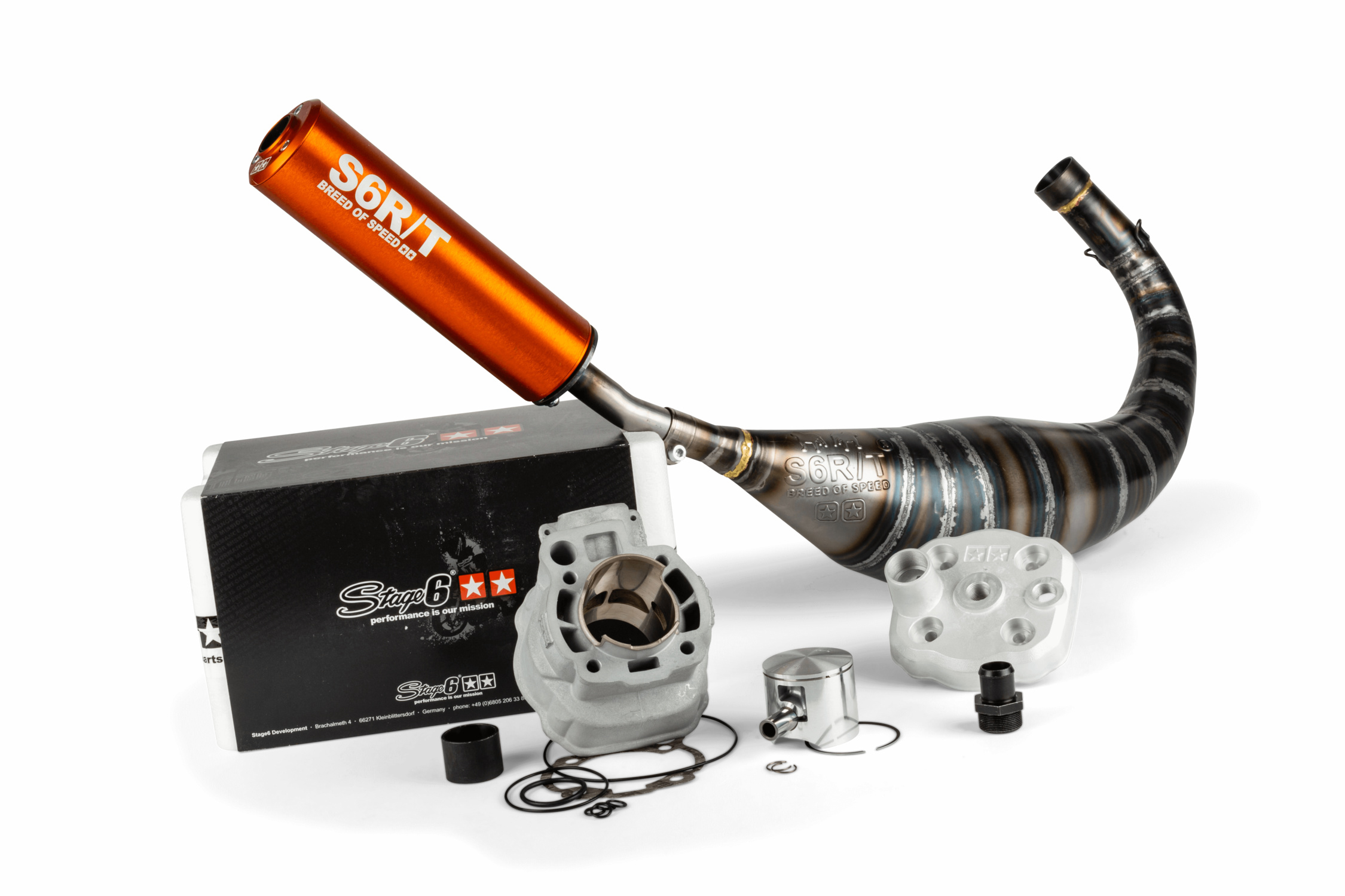 Tuning Kit válec + výfuk 77ccm Stage6 BigRacing Minarelli AM6 oranžový