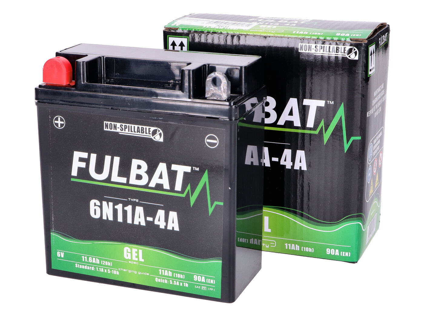 Baterie Fulbat 6N11A-4A 6V 11Ah gelová, Simson S50, S51, SR50, SR80, MZ TS/ ES/ ETS FB550958