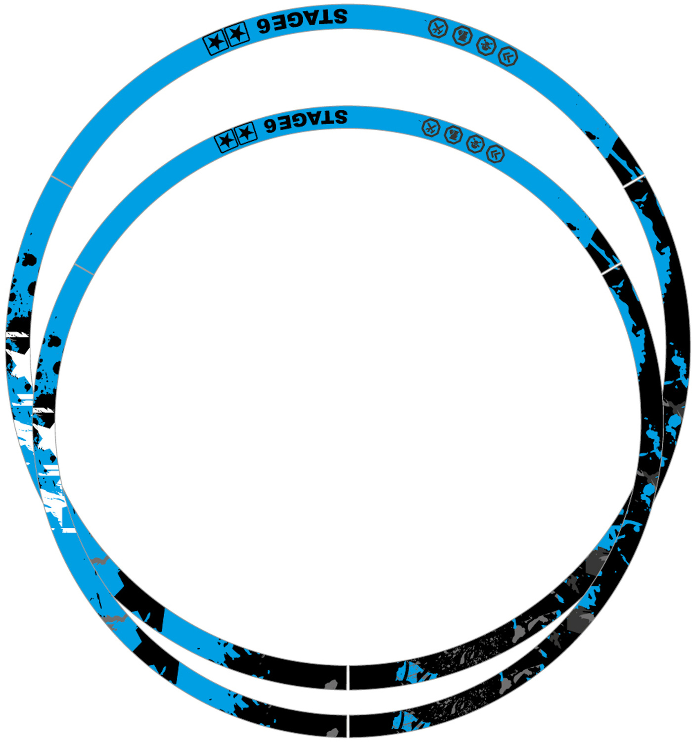Samolepky na ráfky 12" a 13" Stage6 modro - černá