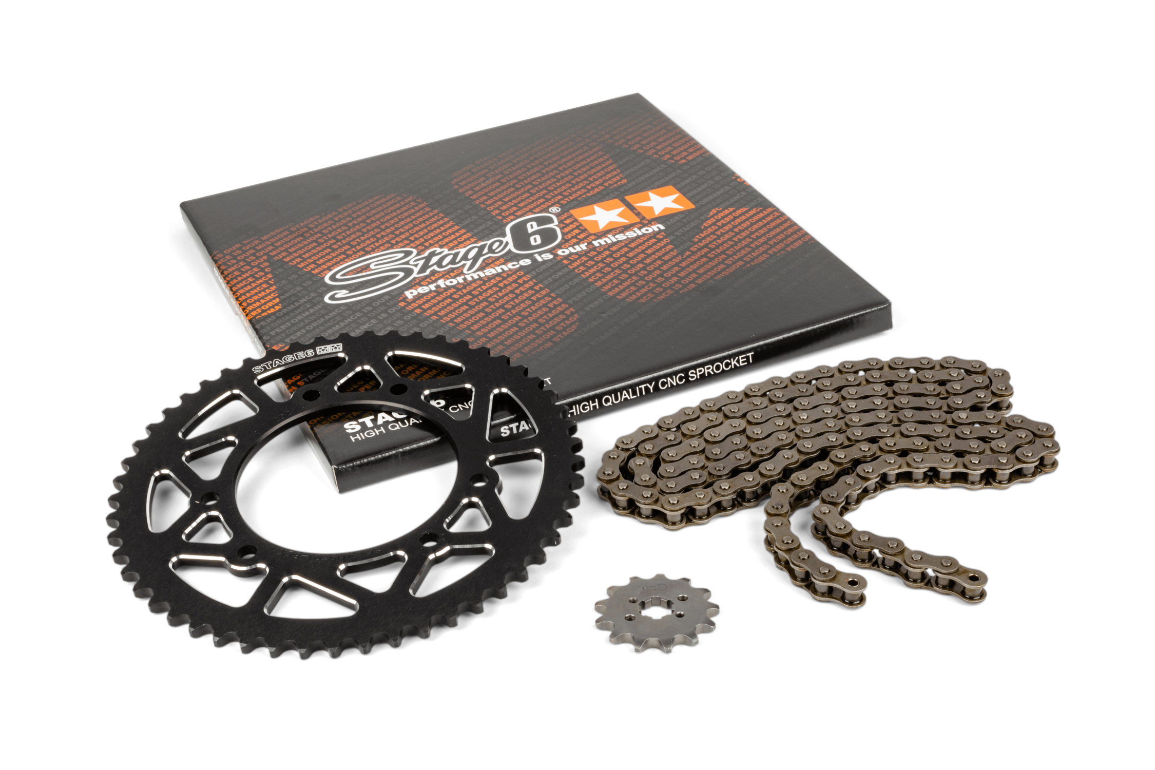Řetězová sada 13x53 - 420 Stage6 alu CNC černá Derbi DRD Pro