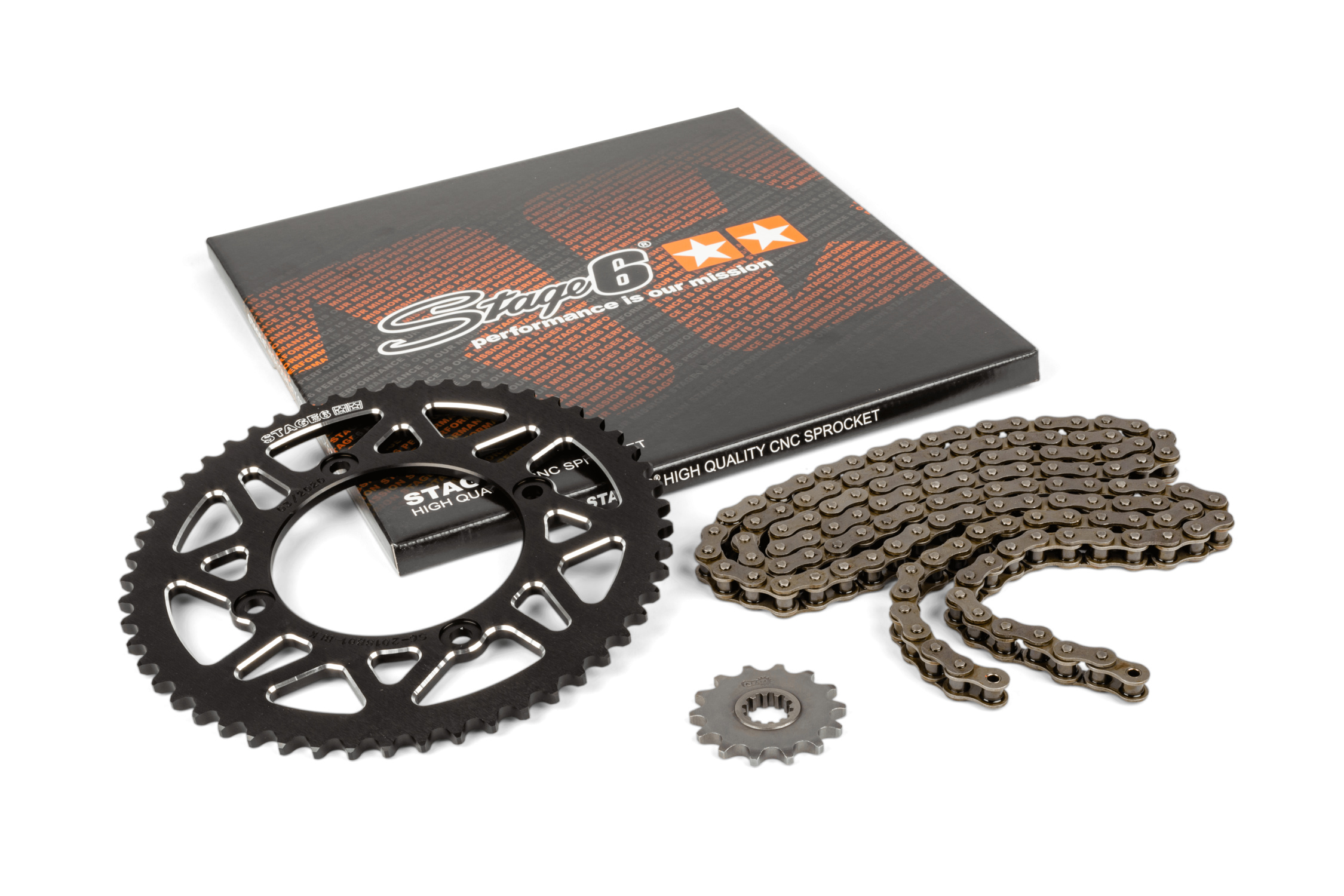 Řetězová sada 14x53 - 420 Stage6 alu CNC černá Beta RR
