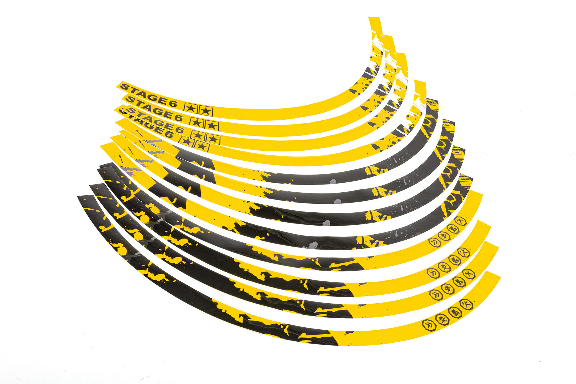 Levně Samolepky na ráfky 17" Stage6 žluto - černá