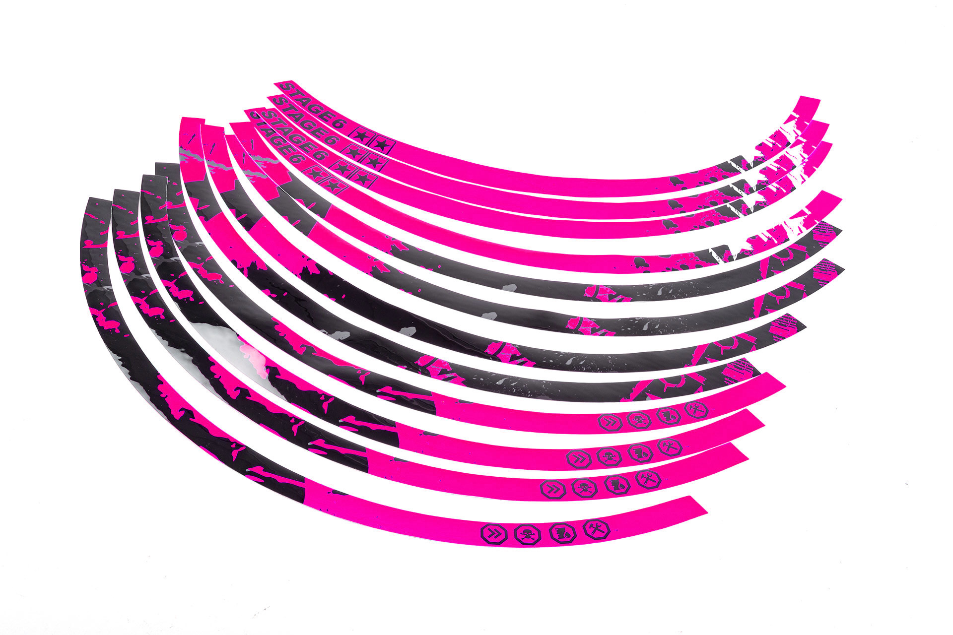 Samolepky na ráfky 17" Stage6 růžovo - černá