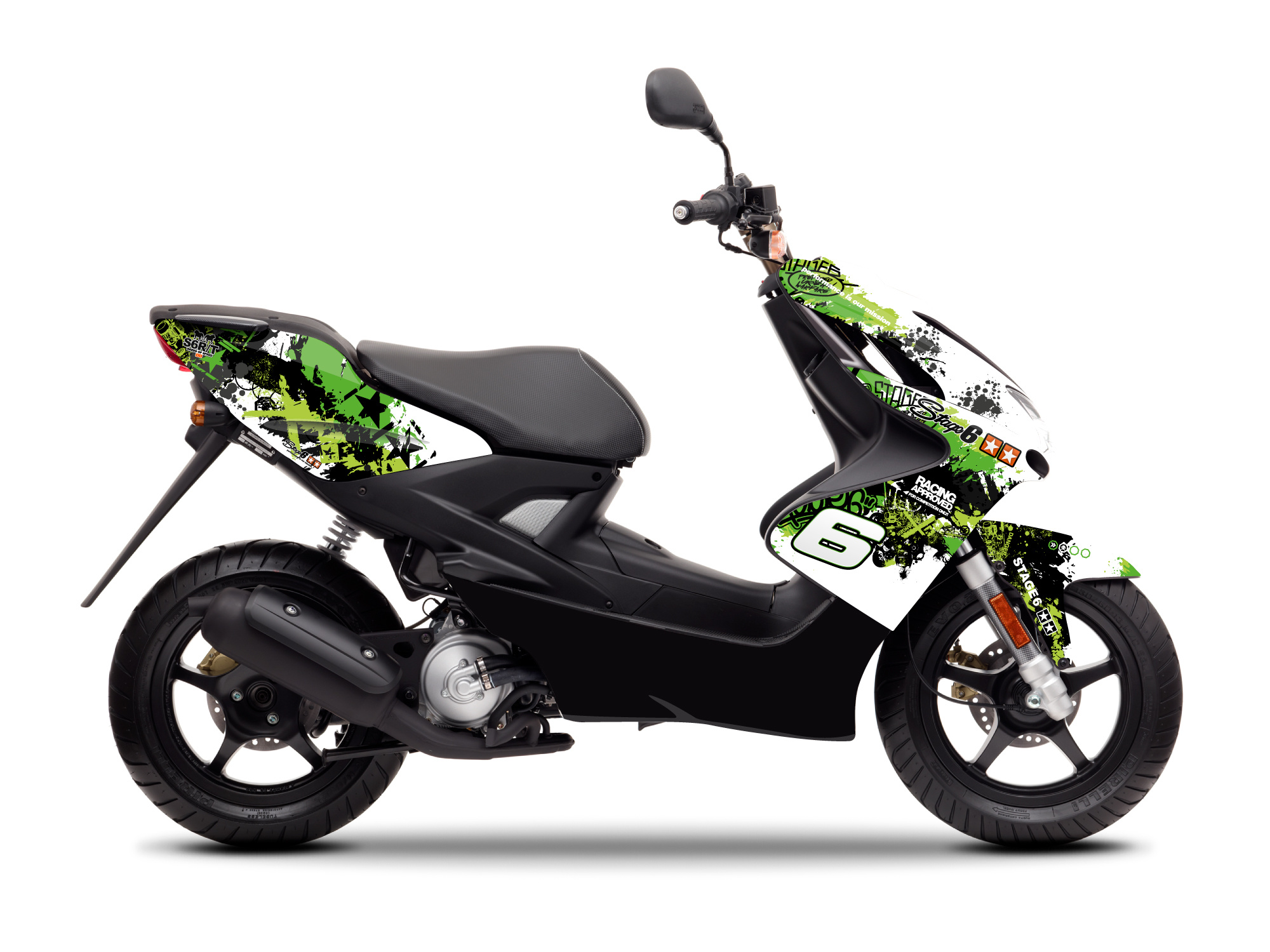 Levně Sada polepů Stage6 zeleno - černá Yamaha Aerox / Nitro do roku 2013