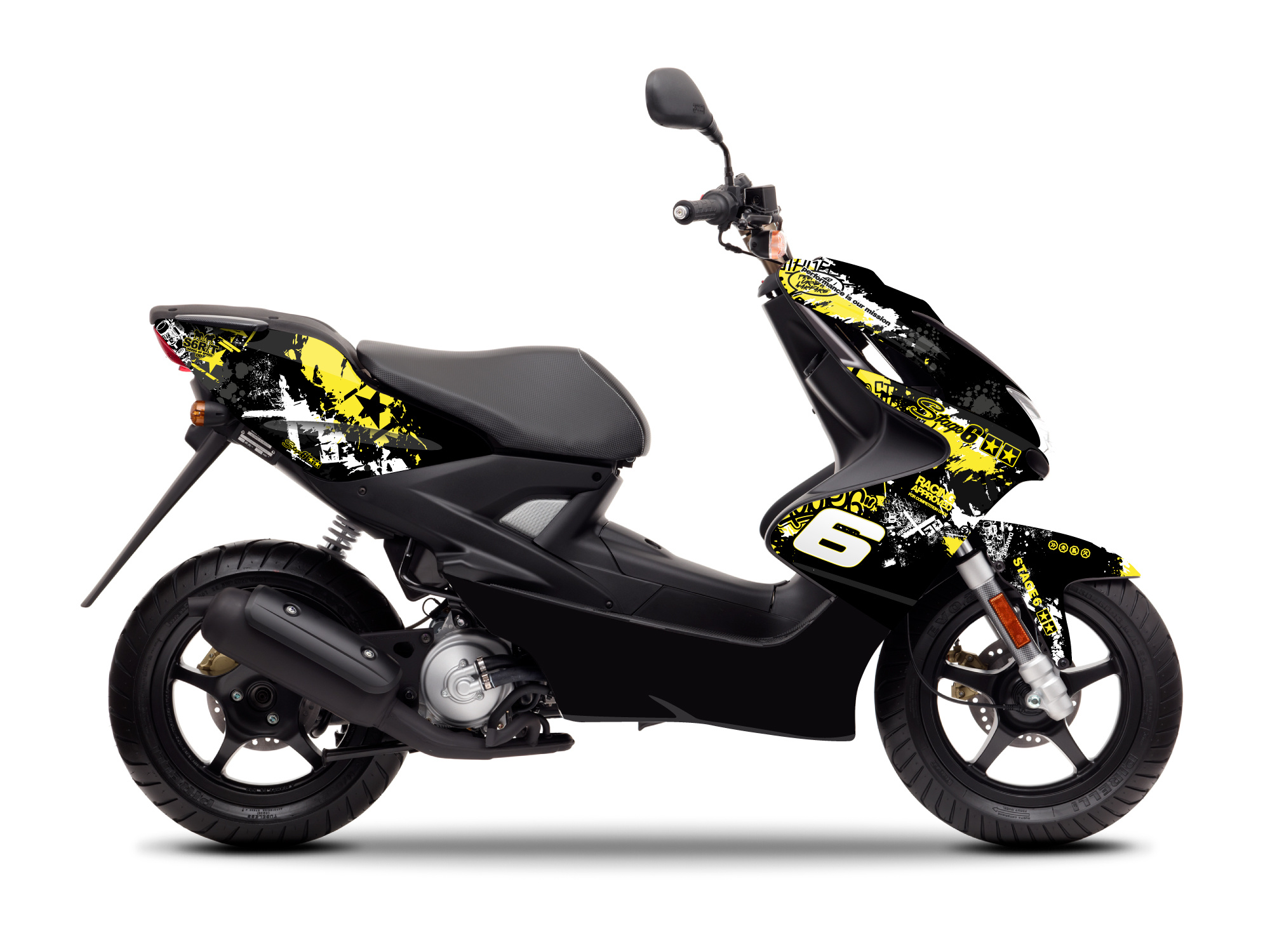 Levně Sada polepů Stage6 žluto - černá Yamaha Aerox / Nitro do roku 2013
