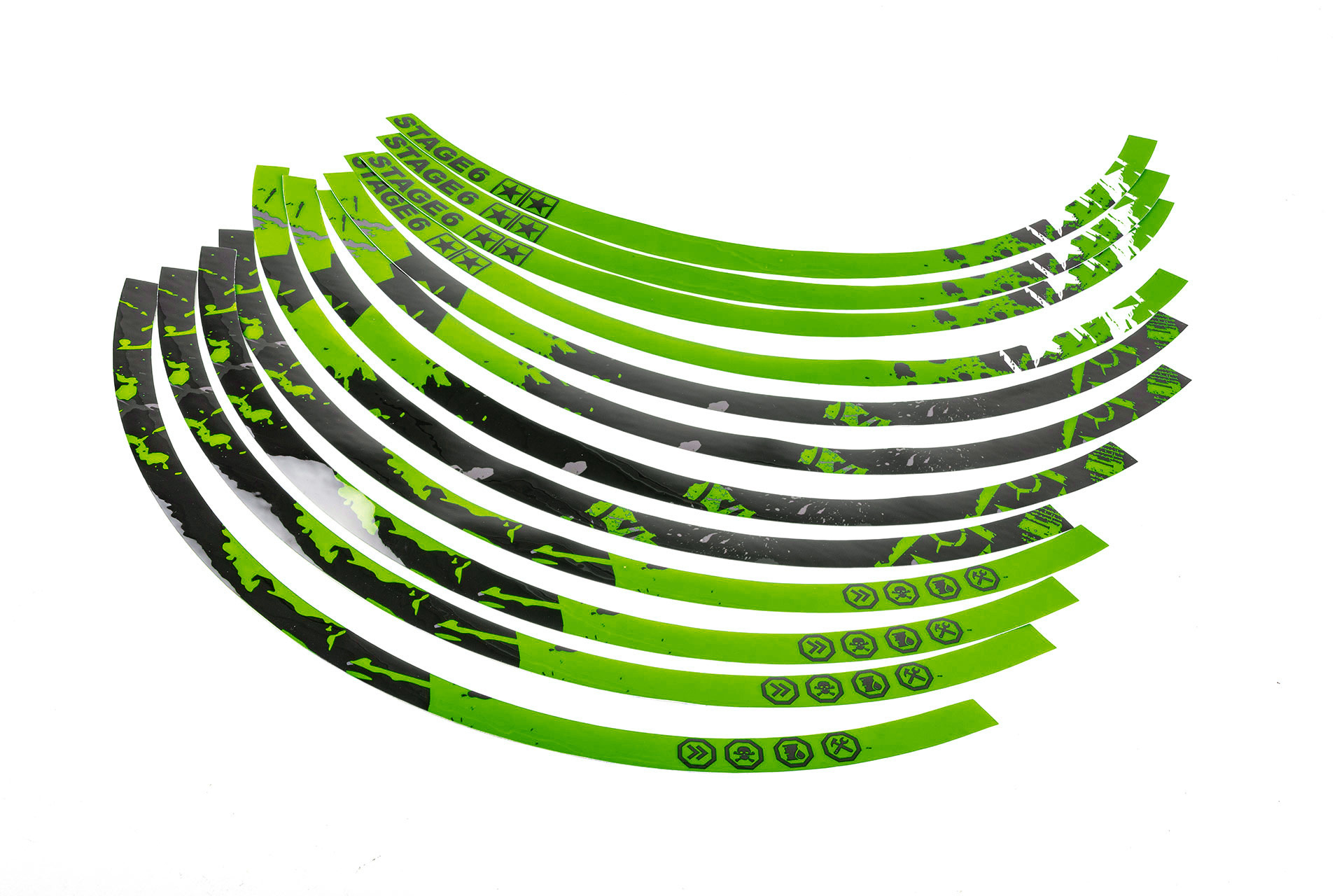 Samolepky na ráfky 13" Stage6 zeleno - černá
