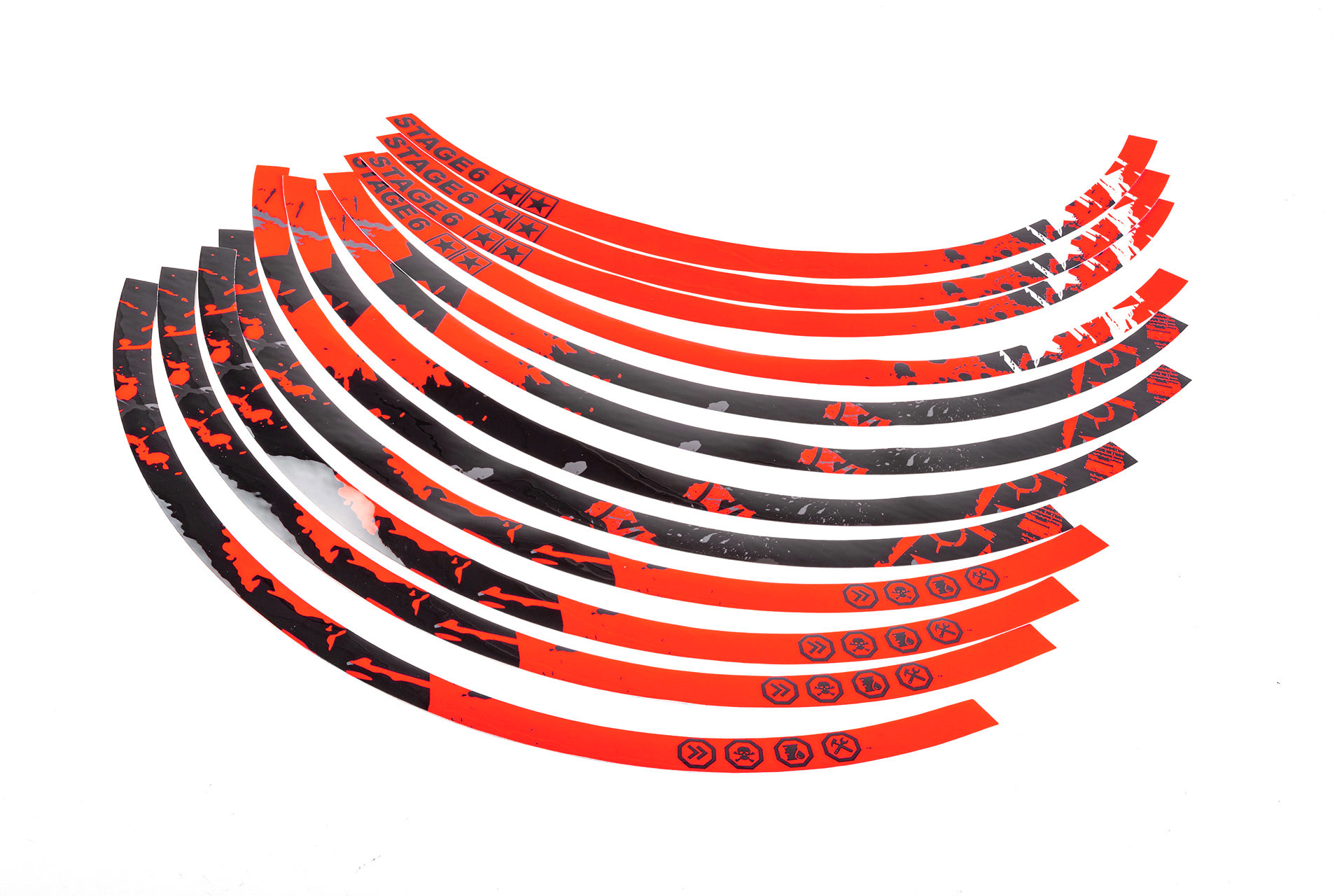 Samolepky na ráfky 13" Stage6 červeno - černá