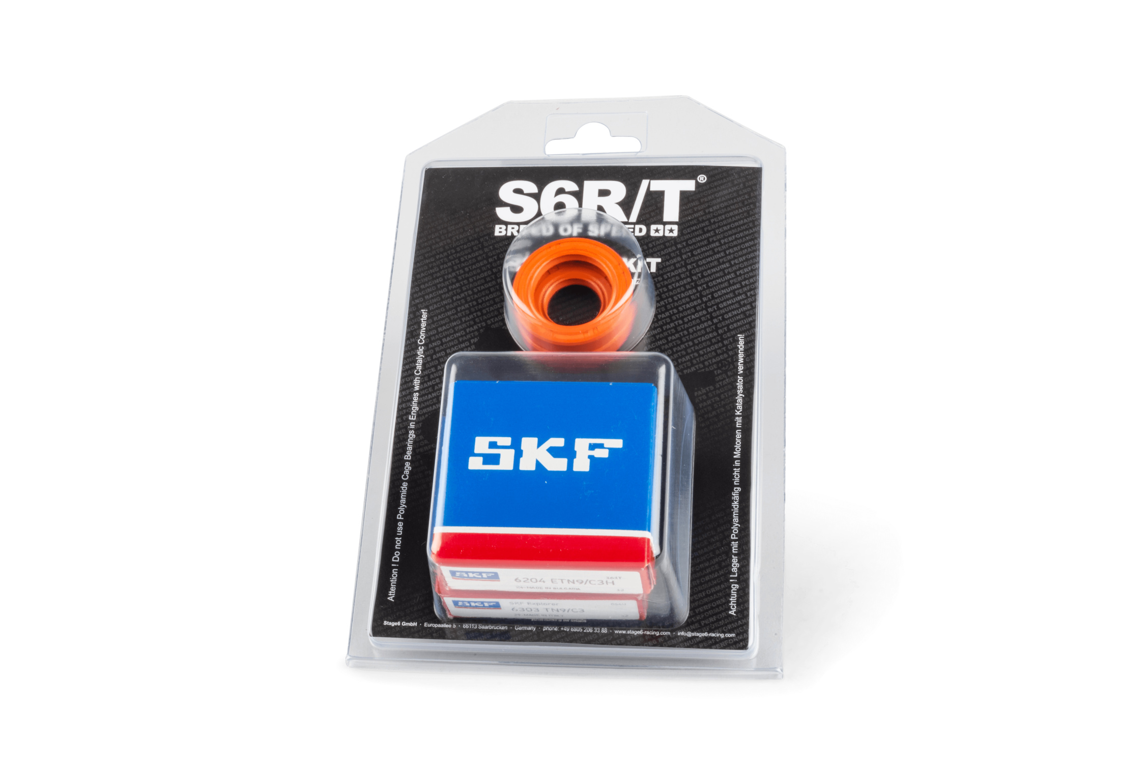 Sada ložisek a gufer klikového hřídele Stage6 R/T C3 plastová klec 17mm + 20mm Minarelli AM6