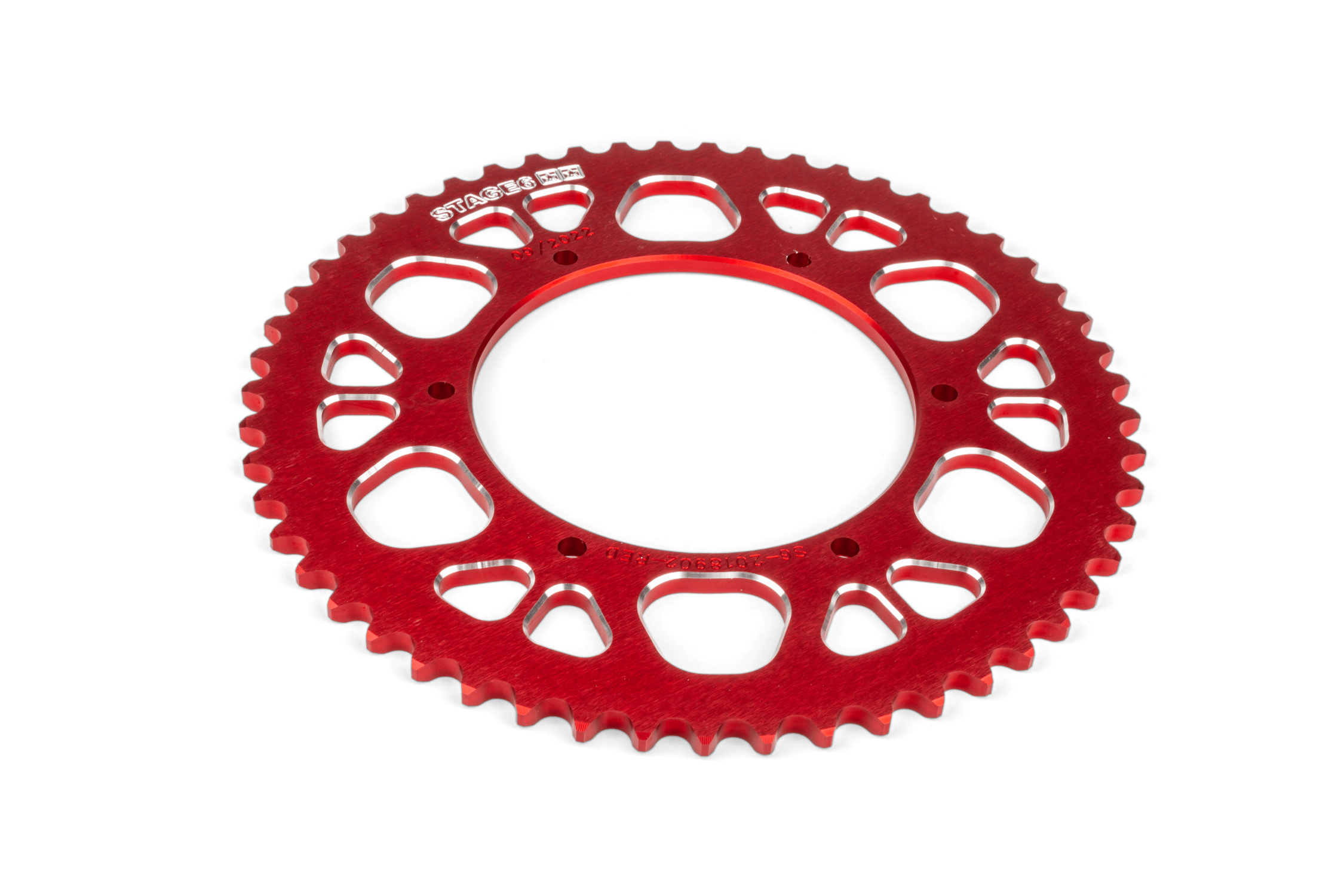 Rozeta 53z - 420 Stage6 alu CNC červená Aprilia SX 50