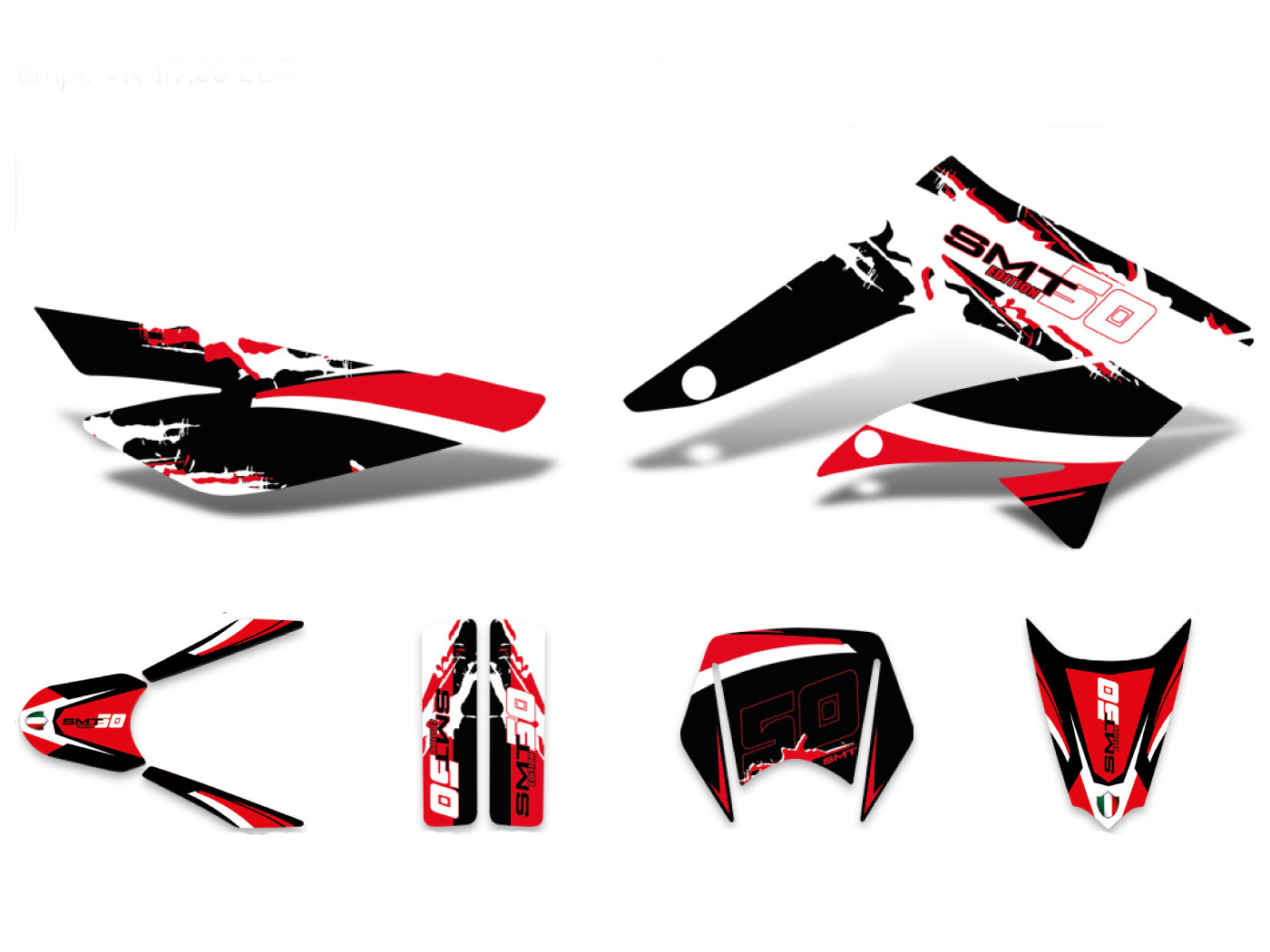 Diverse / Import Sada polepů černo-bílo-červená matná, Gilera SMT 11-17 DK-43054