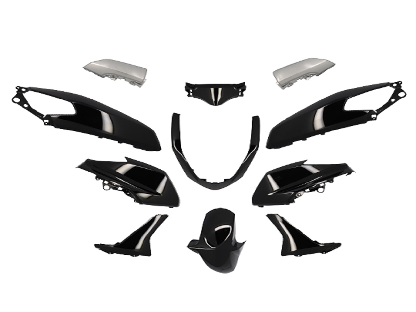 TUNR Sada plastů 11ks černá lesklá, Yamaha N-Max 125cc 2015-2020