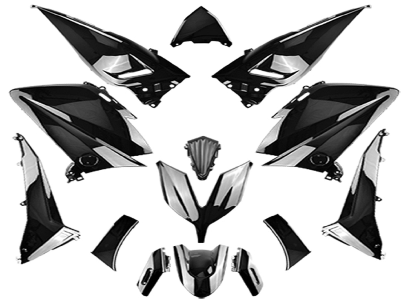 TUNR Sada plastů 14ks černá, Yamaha T-Max 530 2015-2017