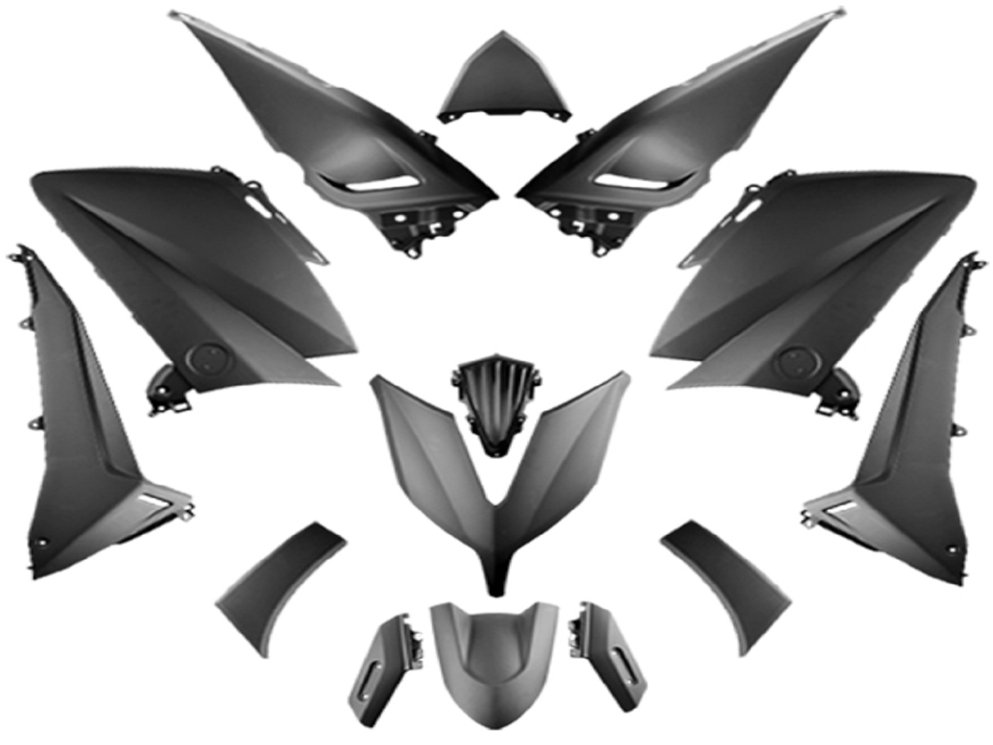 TUNR Sada plastů 14ks černá matná, Yamaha T-Max 530 2015-2017