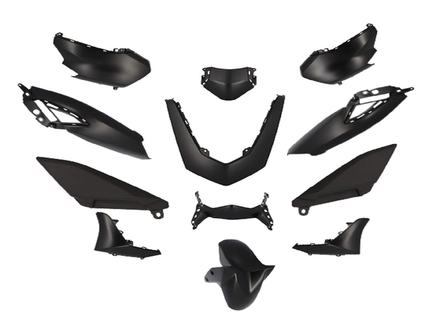 TUNR Sada plastů 12ks černá matná, Yamaha N-Max 125, 155i 2021-