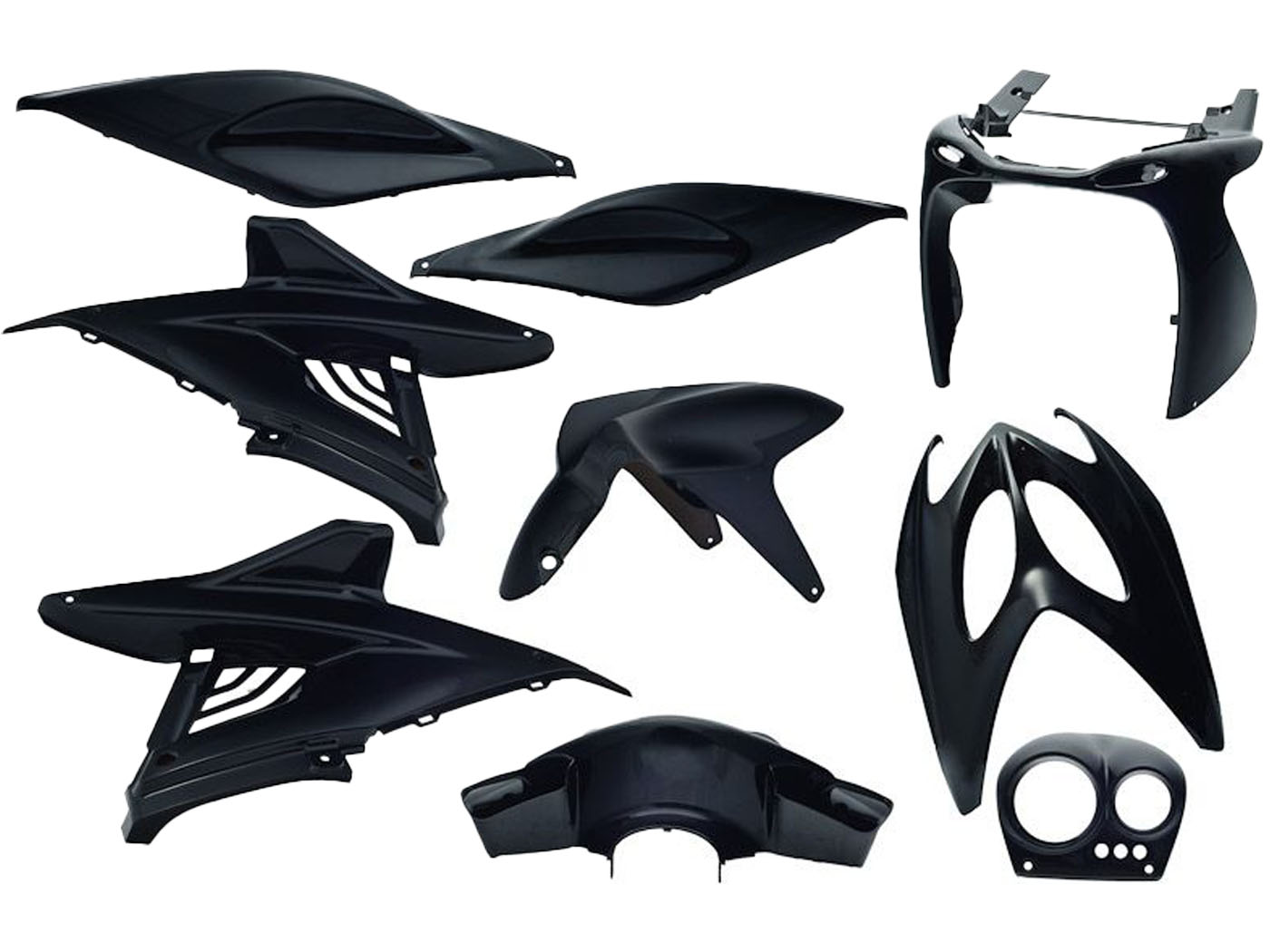 Edge Bikeparts Sada plastů EDGE 9ks černá metalíza, Yamaha Aerox, MBK Nitro 52522