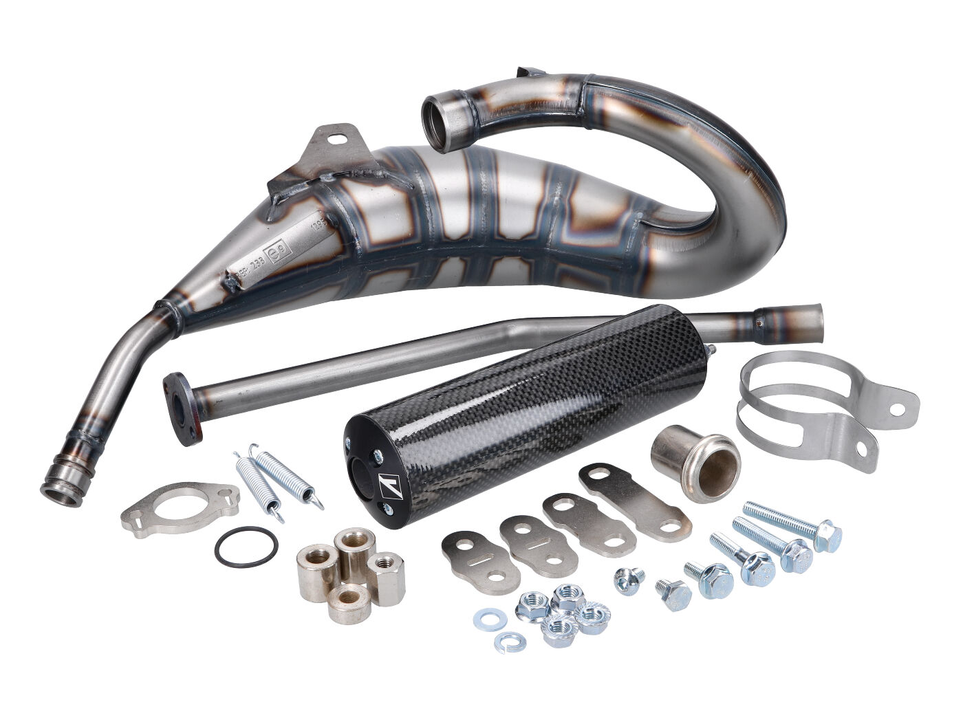 Výfuk Yasuni Cross Carbon look, Aprilia RX, SX, Derbi R, SM, Gilera RCR, SMT 50cc 2T EBE, EBS, D50B0 motor