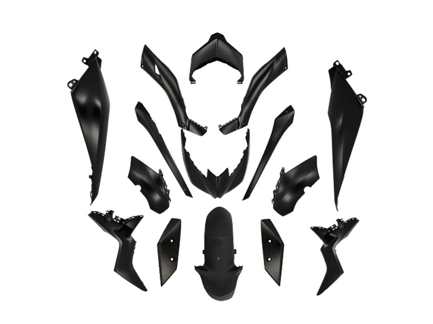 TUNR Sada plastů 15ks černá matná, Yamaha X-Max 125, 300 2018-