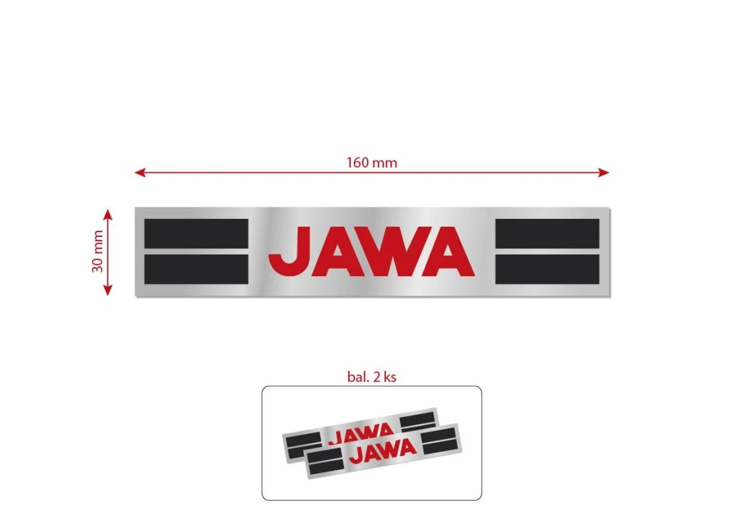 Motomax Samolepka JAWA - Babetta 207 stříbrný podklad 160x30mm 2ks