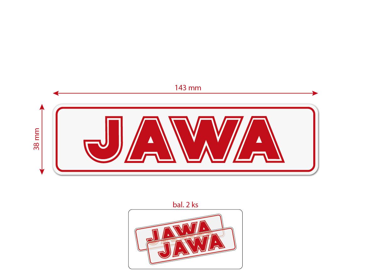 MOTOMAX, s.r.o. Nálepka JAWA 140x35 červená 2ks  *M