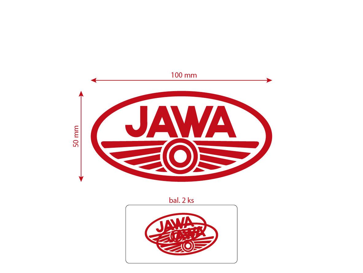 MOTOMAX, s.r.o. Nálepka JAWA červená 100x50 2ks