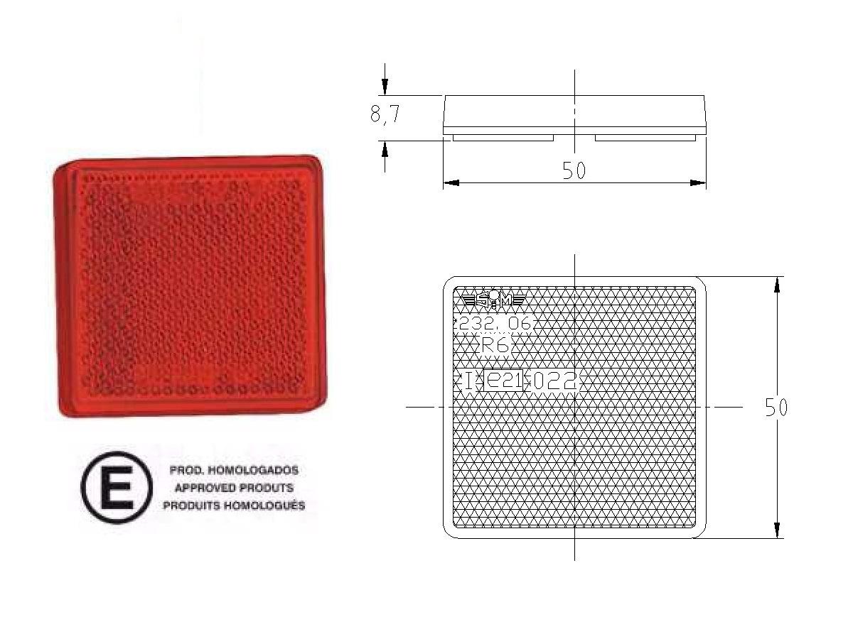 Ostatní Odrazka hranatá červená (samolepící 50x50mm) -e-