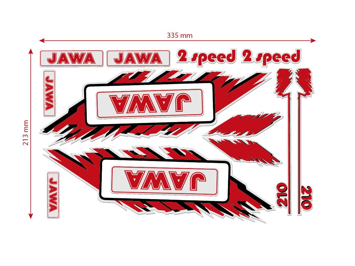 MOTOMAX, s.r.o. Sada nálepek BABETTA - JAWA červená  *M