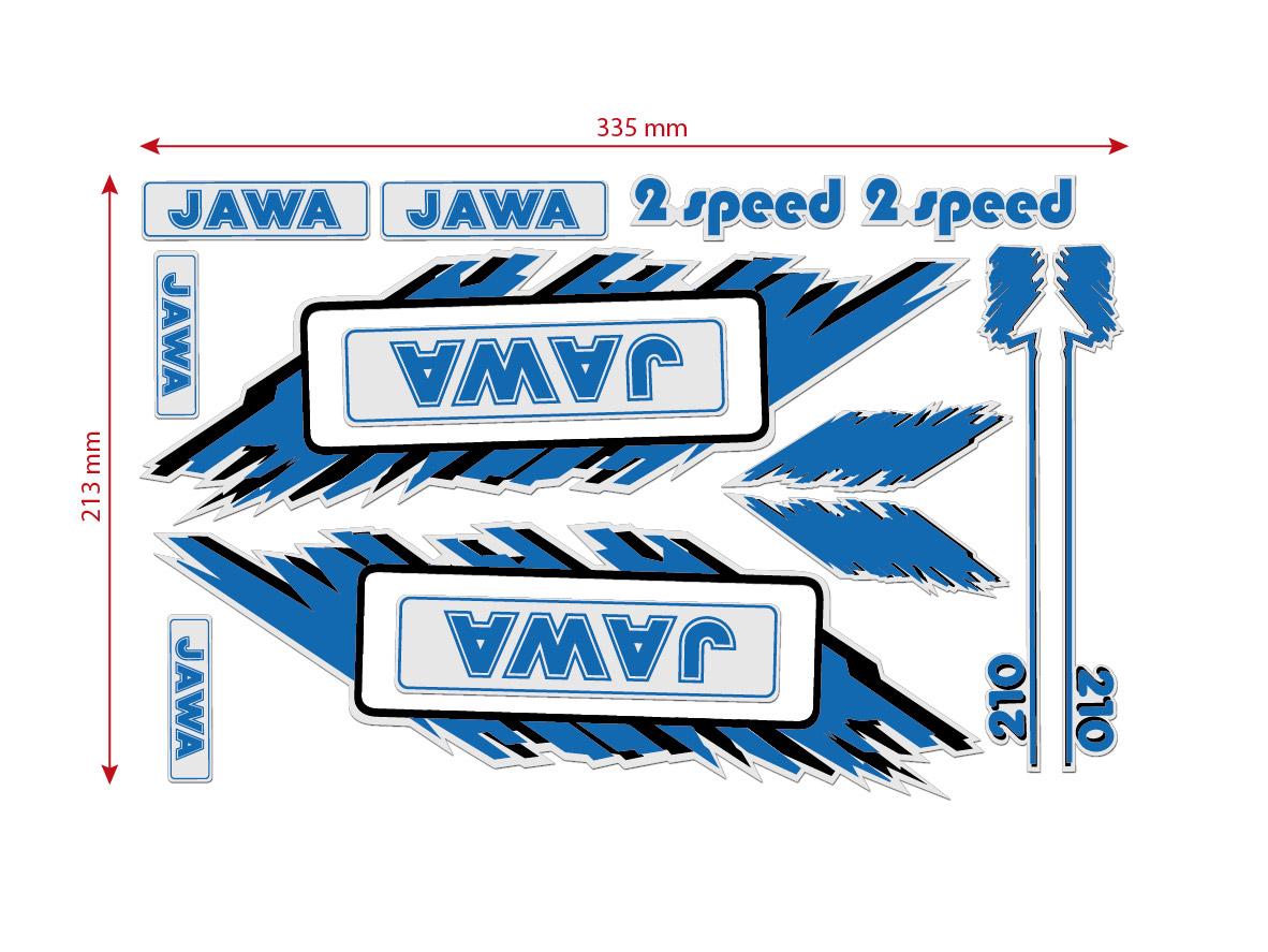MOTOMAX, s.r.o. Sada nálepek BABETTA - JAWA modrá  *M