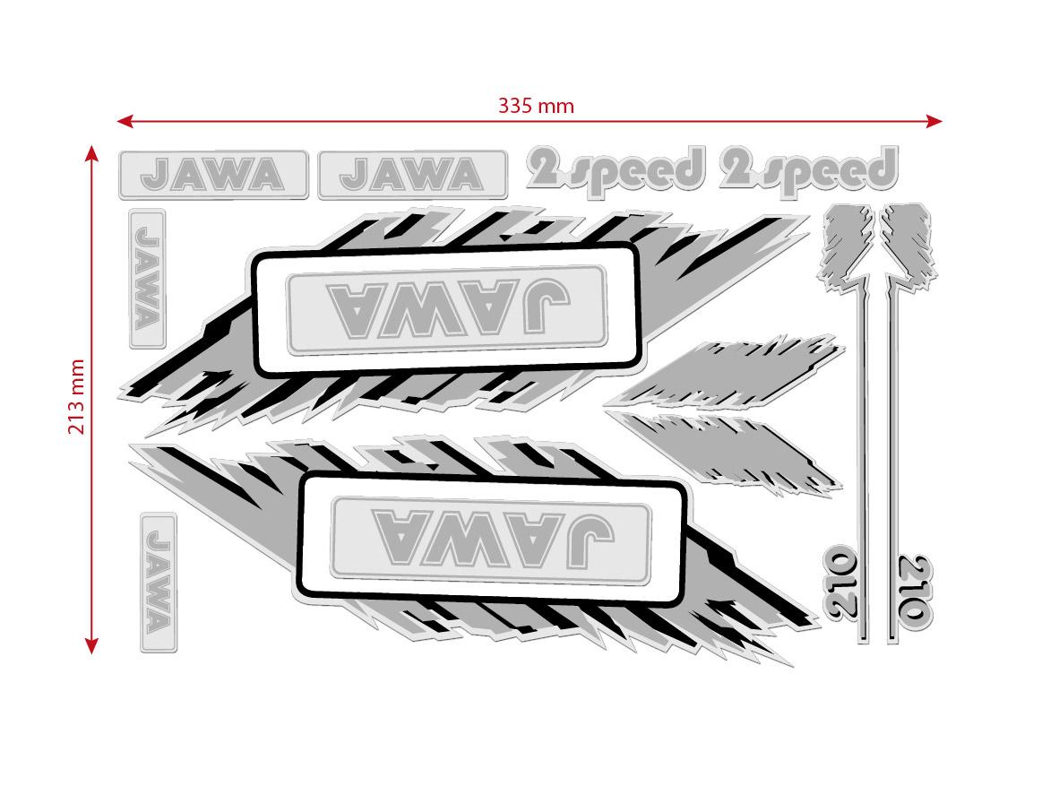 MOTOMAX, s.r.o. Sada nálepek BABETTA - JAWA šedá  *M