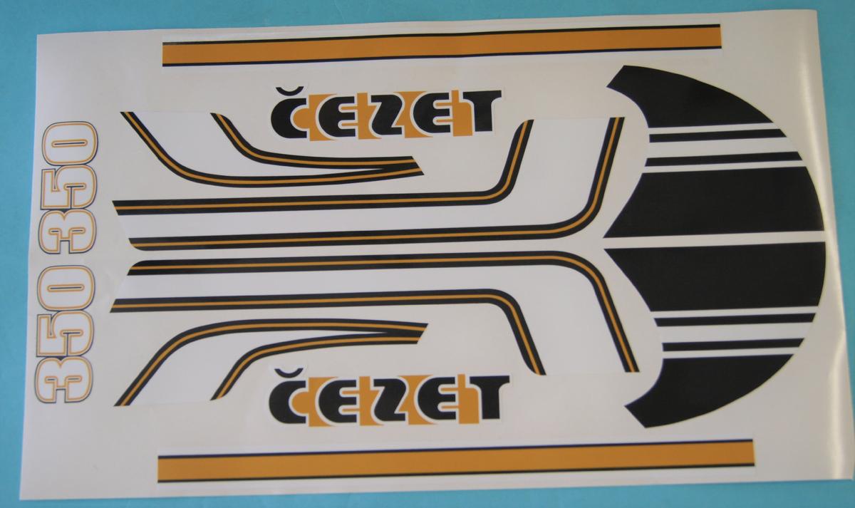 MOTOMAX, s.r.o. Sada nálepek ČZ 350 černá - zlatá  *M