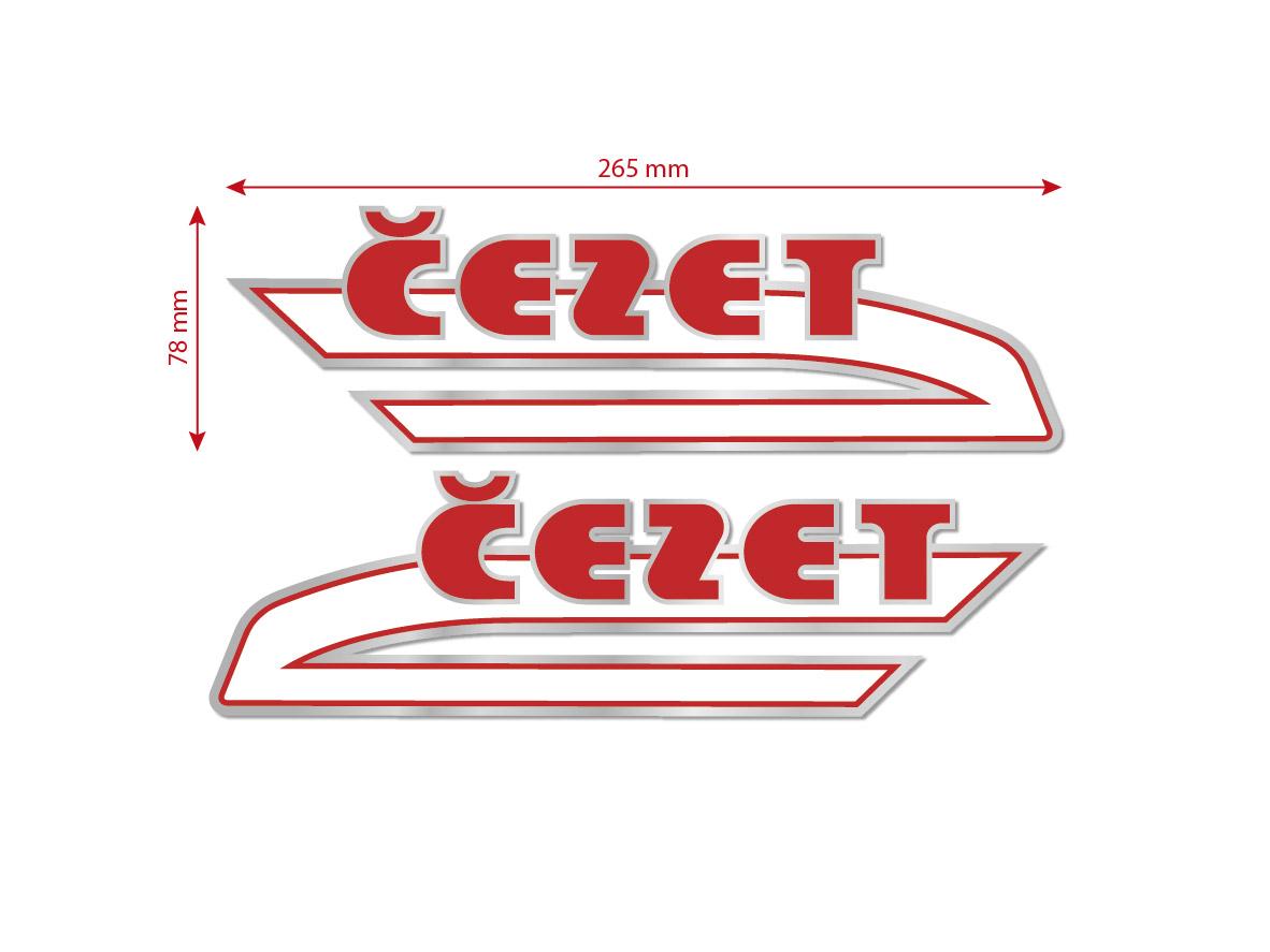 MOTOMAX, s.r.o. Sada nálepek nádrže ČZ 487, 488 červená  *M