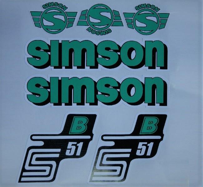 MOTOMAX, s.r.o. Sada nálepek SIMSON zelená  *M