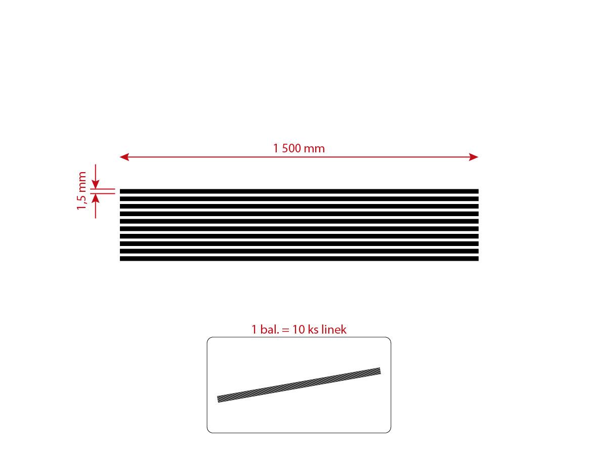 MOTOMAX, s.r.o. Samolepící linka černá 1,5 x 1500mm 10 linek  *M