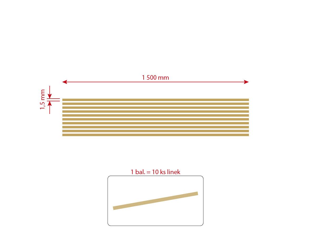 MOTOMAX, s.r.o. Samolepící linka zlatá 1,5 x 1500mm 10 linek  *M