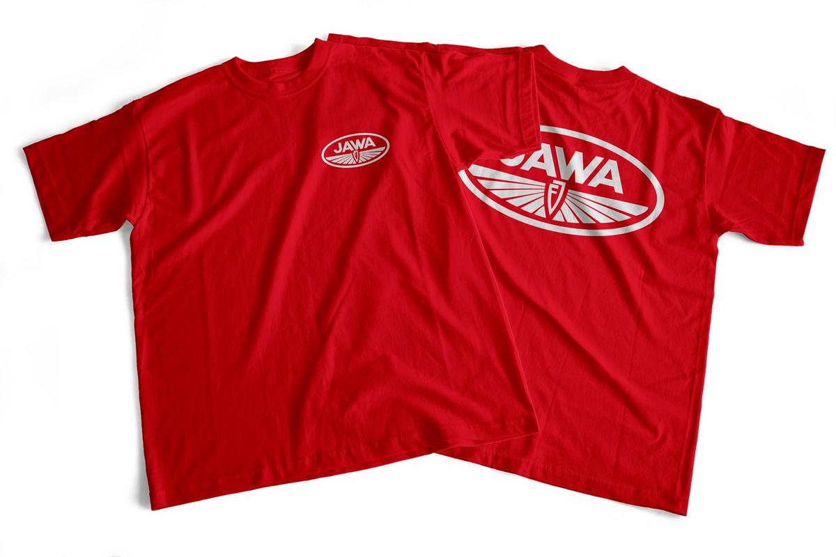 Ostatní Tričko s potiskem JAWA Fratišek Janeček (FJ) velikost - XL červené